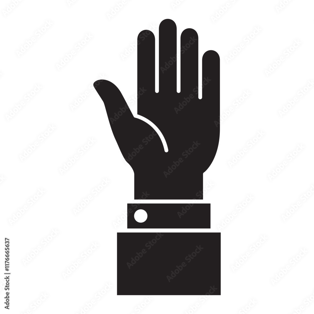 Single hand facing up icon. Flat solid design. Single hand facing up icon. Flat solid design.