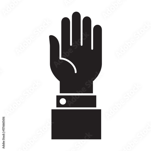 Single hand facing up icon. Flat solid design.