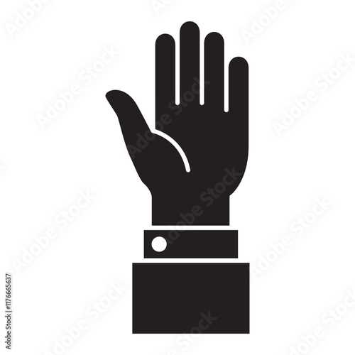 Single hand facing up icon. Flat solid design.