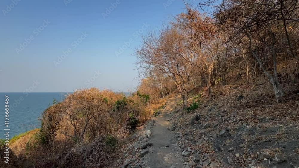 Panoramic view of Nankoma Island with hiking trail. Lake Malawi, Malawi. Panoramic view of Nankoma Island with hiking trail. Lake Malawi, Malawi.