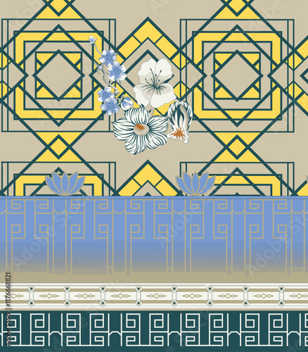 Modern interpretations of traditional embroidery patterns, suited for digital printing and artisanal projects.