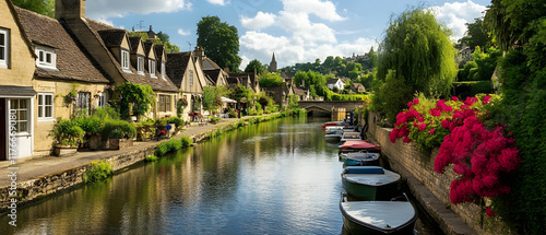 Picturesque canal views. Charming houses by the water. Scenic waterfront strolls. Exploring historic canal towns. photo