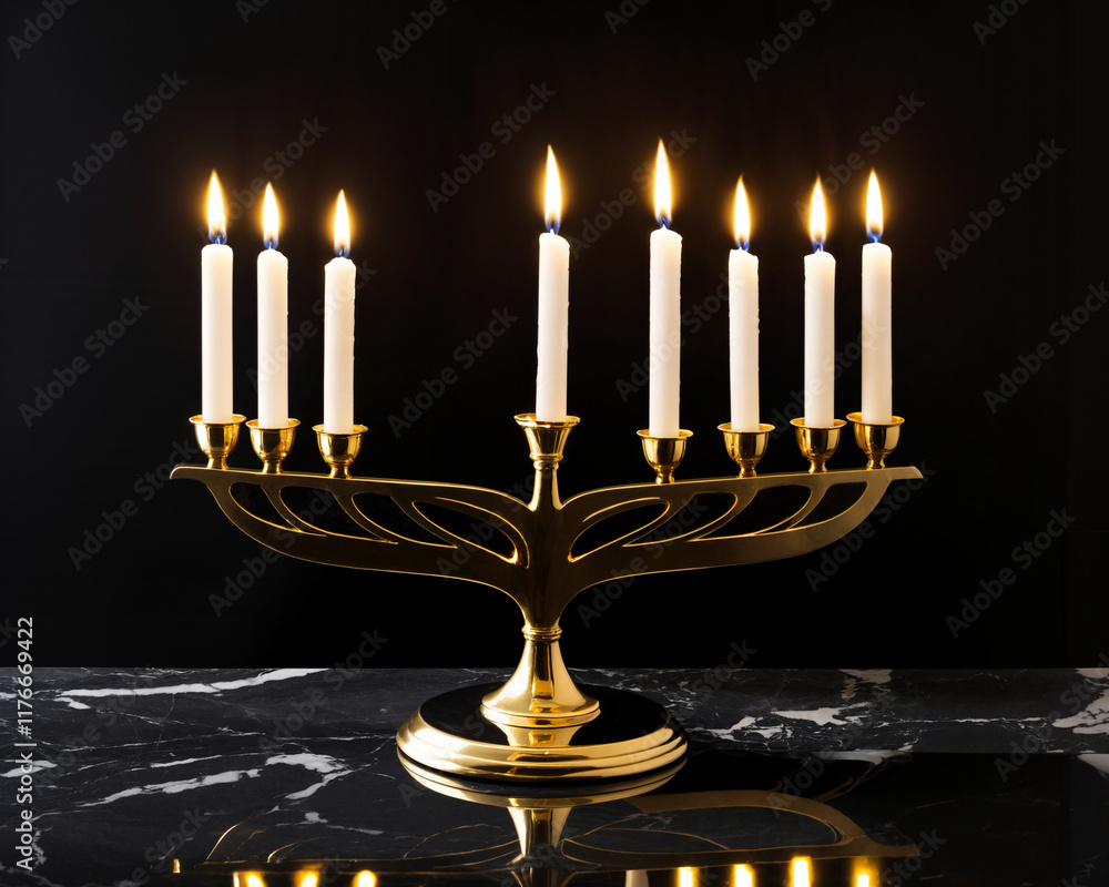 elegant menorah illuminating a dark background elegant menorah illuminating a dark background