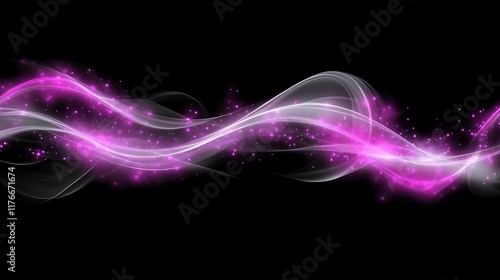 Abstract Purple Waves With Glowing Particles Background