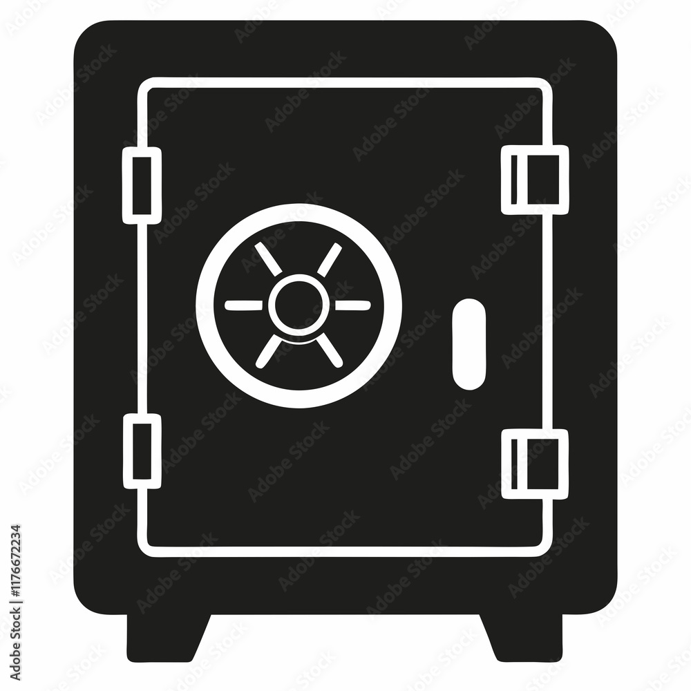 Safe Vault Black Silhouette Vector Safe Vault Black Silhouette Vector