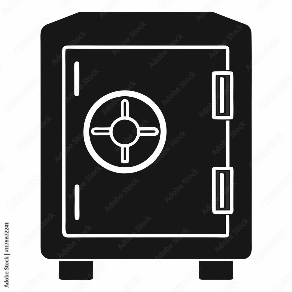 Safe Vault Black Silhouette Vector Safe Vault Black Silhouette Vector