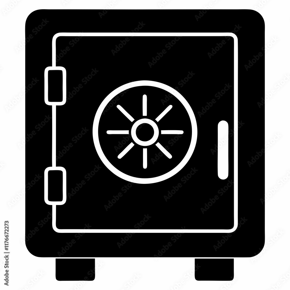 Safe Vault Black Silhouette Vector Safe Vault Black Silhouette Vector
