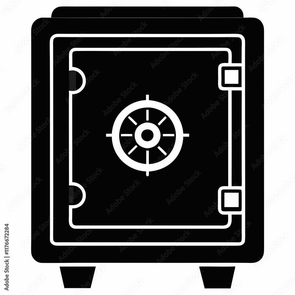 Safe Vault Black Silhouette Vector Safe Vault Black Silhouette Vector