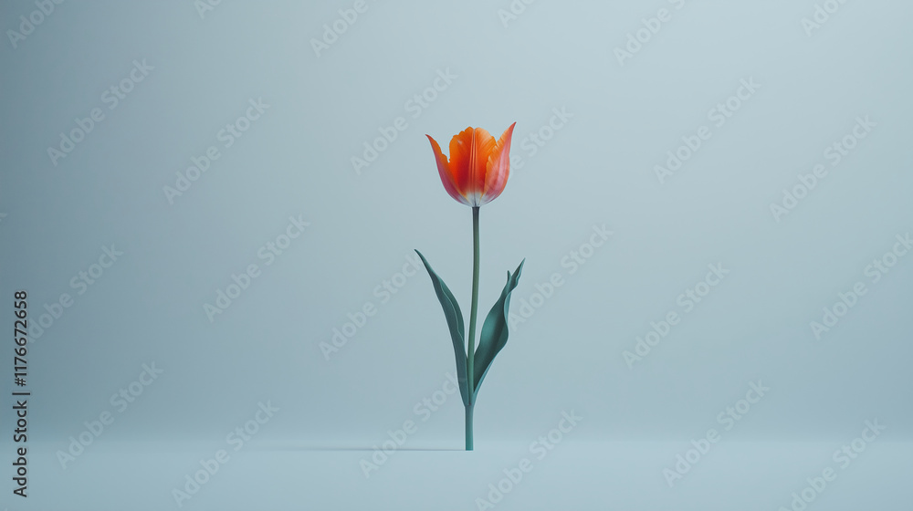 Obraz premium A single, vibrant tulip on a plain white background, symbolizing the arrival of spring.