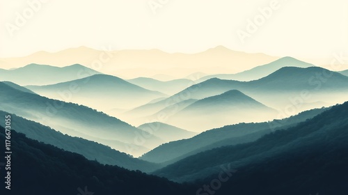Misty Mountain Range Serene Landscape for Backgrounds, Websites, and Print Media