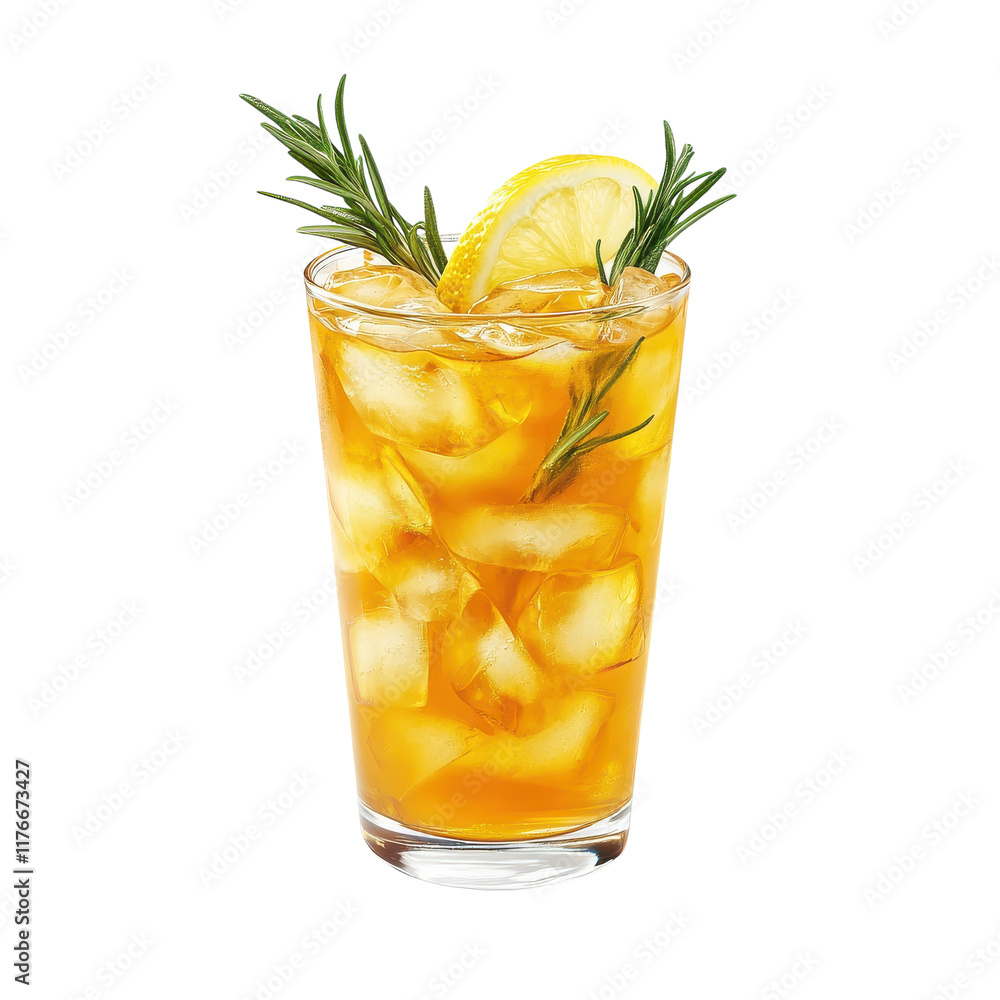 Refreshing Summer Lemonade Drink with Ice, Rosemary, and Lemon Slices on transparent background Refreshing Summer Lemonade Drink with Ice, Rosemary, and Lemon Slices on transparent background