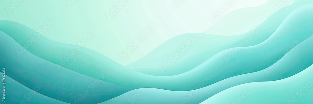 Fototapeta premium Mint Green Abstract Fluid Waves Background Minimalist Design