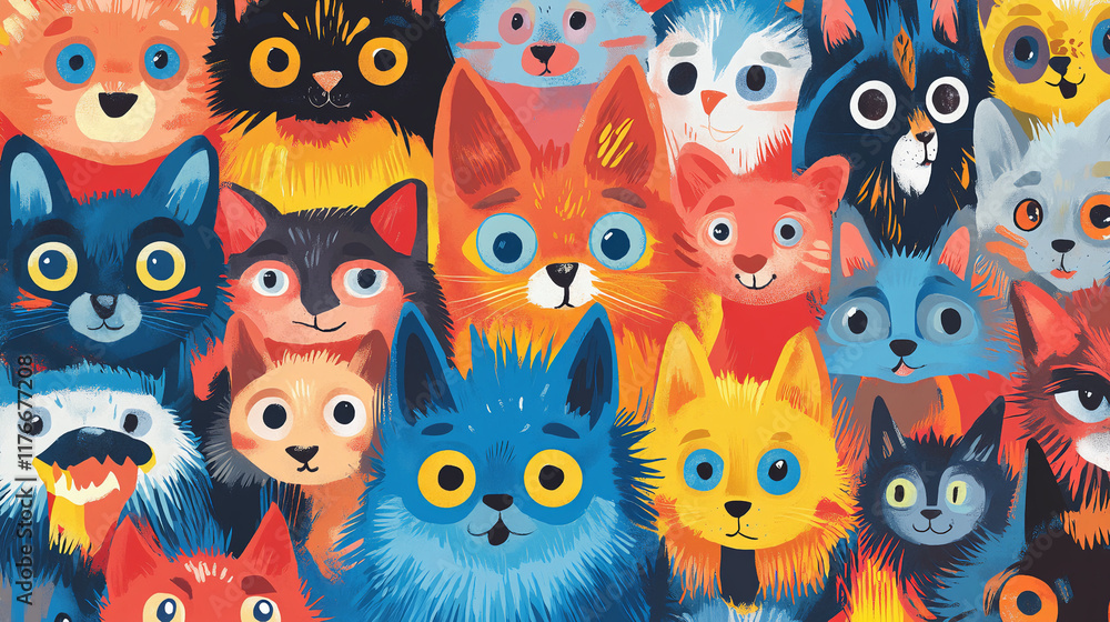 Obraz premium Colorful illustration of various kids