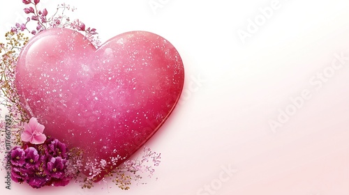 Valentine's Romance: A Symphony of Happiness, Roses, and Passionate Sentiments Heart Shape with Floral Elements and Sparkling Effect