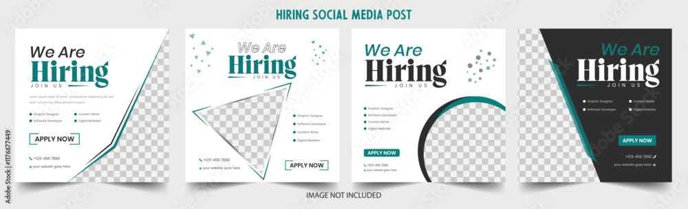 Fototapeta premium For the position of social media post banner design template in red, we are hiring. A position as a square web banner designer is open. notice of a vacancy in the workforce. isolated illustration
