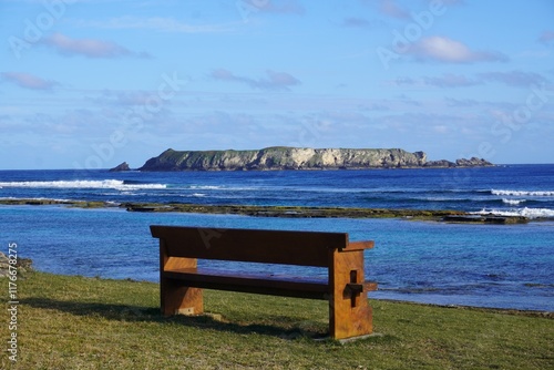Bench with a View of a Norfolk Island Seascape