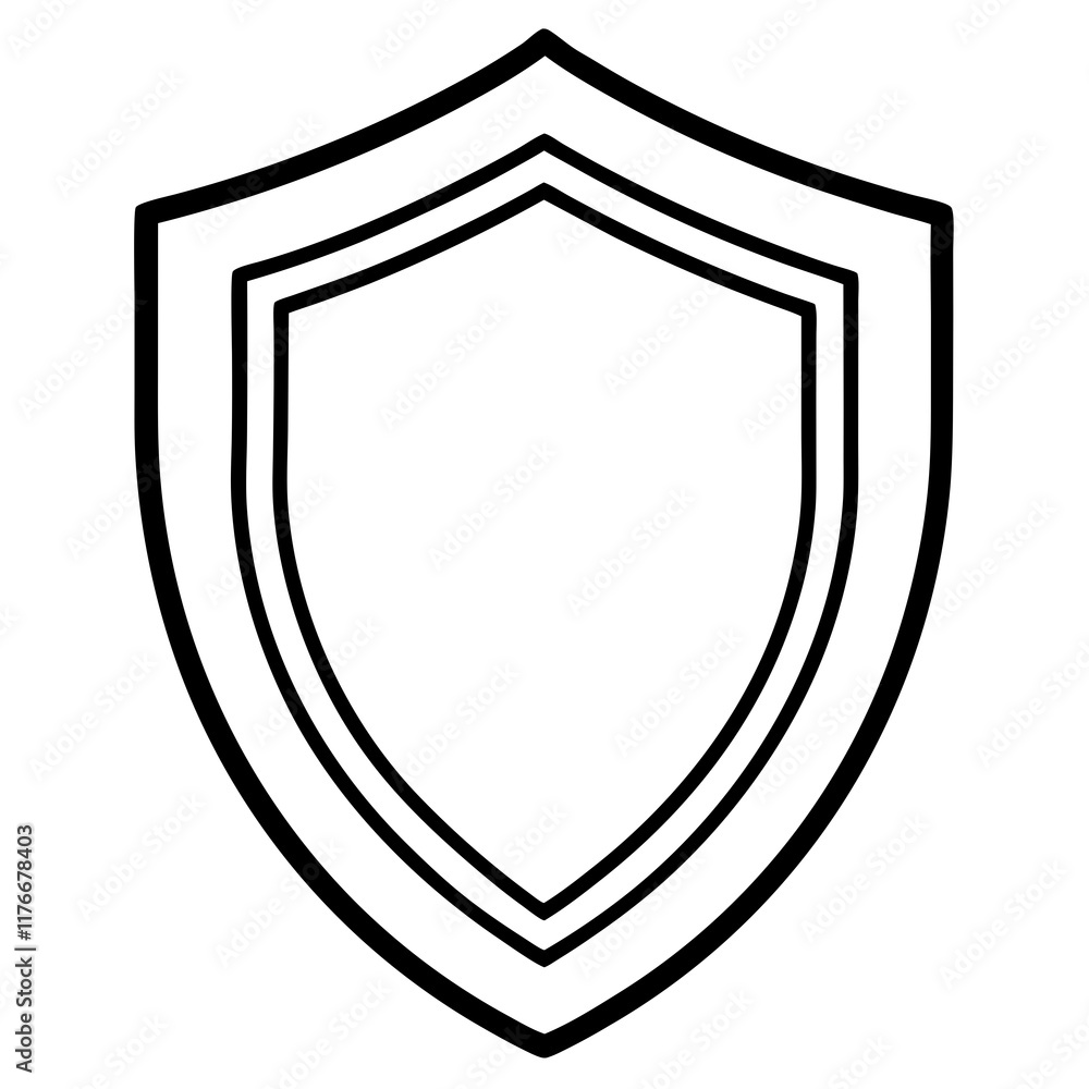 Security Shield Vector Line Art Security Shield Vector Line Art