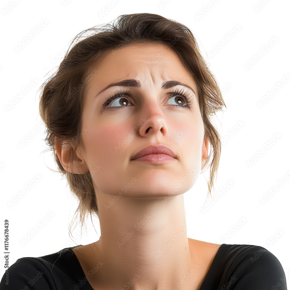 Close-Up of a Woman with a Gentle Expression for Portrait Photography on transparent background Close-Up of a Woman with a Gentle Expression for Portrait Photography on transparent background