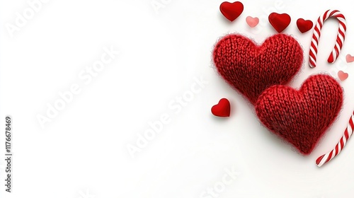 Valentine's Romance: A Symphony of Happiness, Roses, and Passionate Sentiments Cozy Red Hearts with Candy Canes and Small Hearts