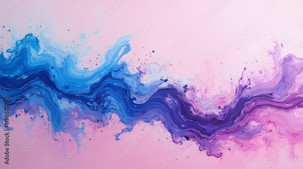 Obraz premium Flowing Blue And Purple Strokes On A Pink Abstract Canvas.