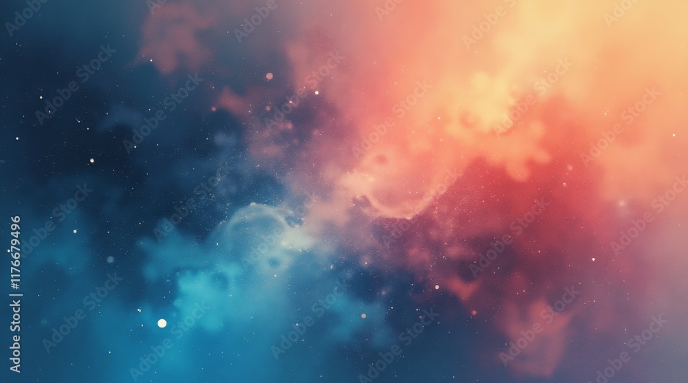 Fototapeta premium Vibrant Cosmic Nebula With Warm And Cool Tones In A Starry Space.