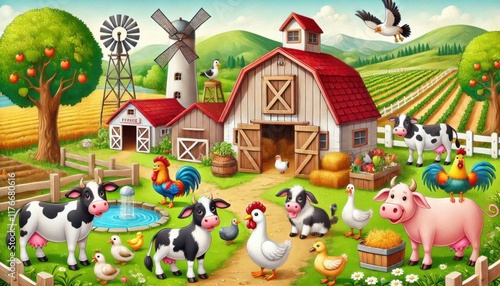 Fototapeta Naklejka Na Ścianę i Meble -  farm animals in a farm