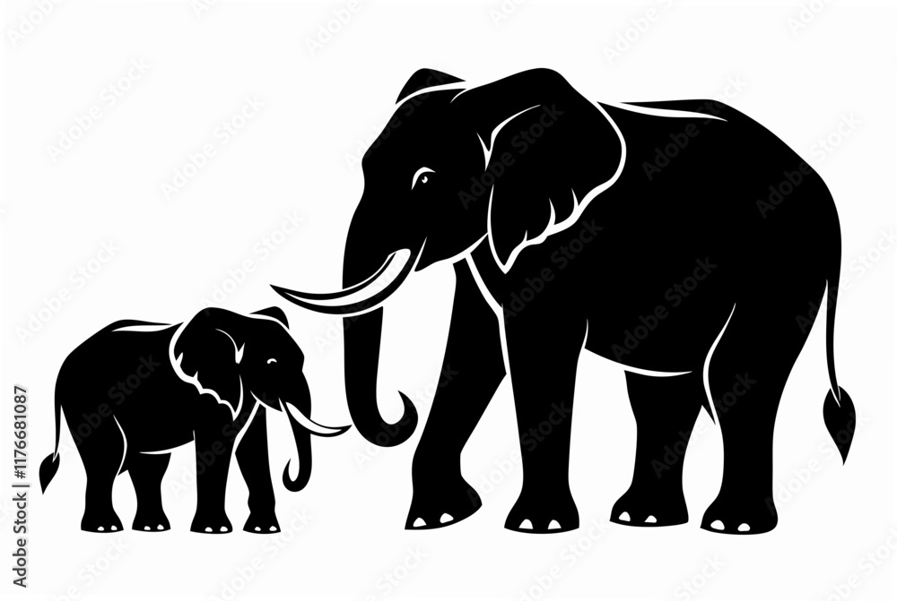 Fototapeta premium elephant vector silhouette illustration white background