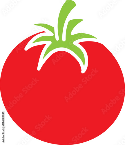 Red and Green Tomato Icon in Flat Style.