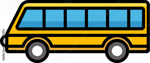 Flat style bus icon in yellow and blue color.