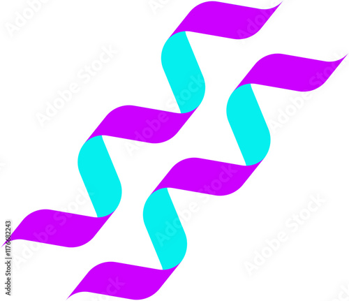 Streamers or confetti icon in purple and blue color.