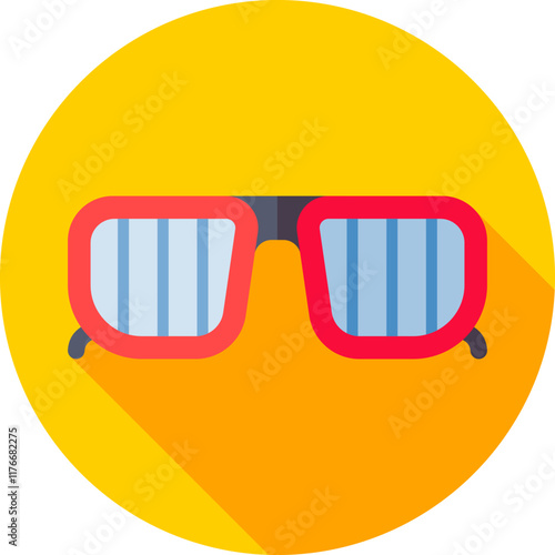 Flat style goggles icon on yellow round shape.
