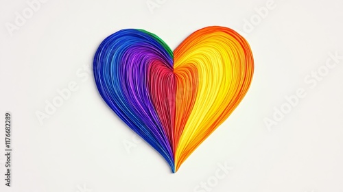 Wallpaper Mural Colorful heart made of paper is displayed on a white background. The heart is made up of different colors, including red, yellow, and blue. Concept of joy and happiness Torontodigital.ca