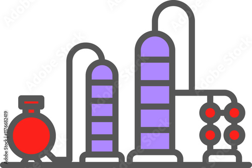 Colorful Refinery Icon in Flat Style.