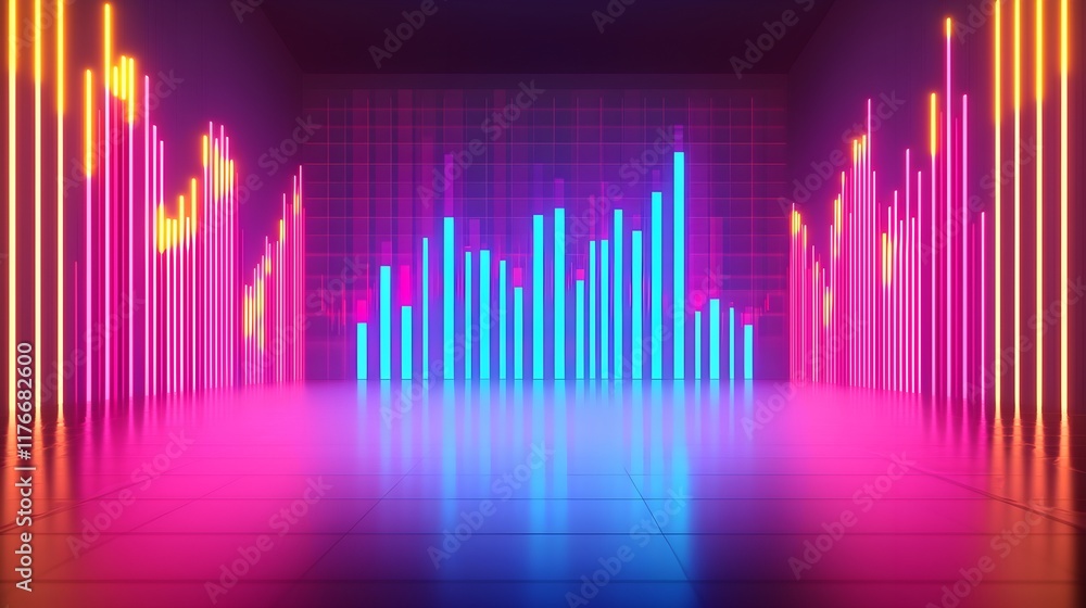 Vibrant Neon Sound Waves in Modern Futuristic Digital Space Vibrant Neon Sound Waves in Modern Futuristic Digital Space