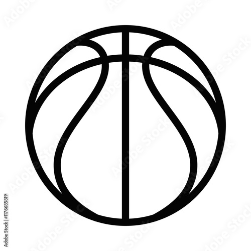 Minimalist basketball icon in black outline. Editable stroke.
