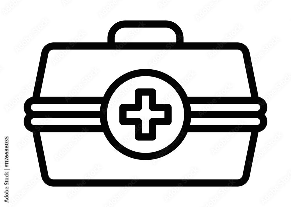 Obraz premium First aid kit vector icon in simple design. Editable stroke.
