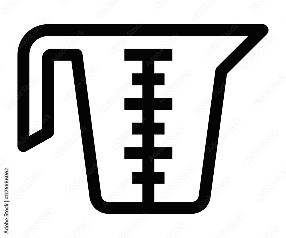 Obraz premium Measuring cup vector icon with volume markings. Editable stroke.