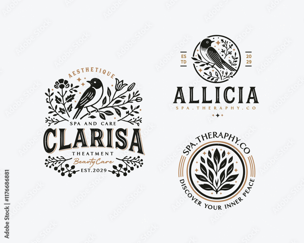 Elegant unique nature with bird combine with goddess feminine woman logo for beauty salon, spa, cosmetic, and skincare brand Elegant unique nature with bird combine with goddess feminine woman logo for beauty salon, spa, cosmetic, and skincare brand
