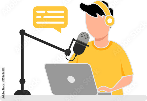 Man Recording Podcast Illustration