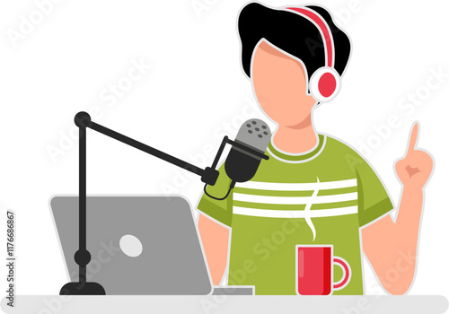 Man Recording Podcast Illustration