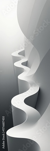 Monochrome Winding Path An Abstract Journey of Curves and Light in Shades of Grey photo