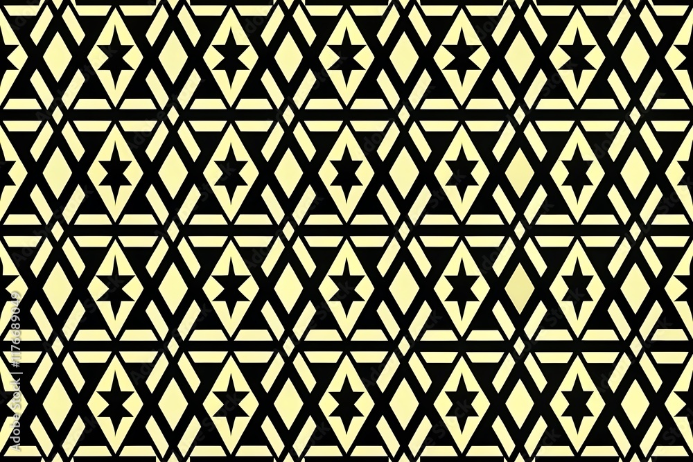 Black and Yellow Geometric Star Pattern Black and Yellow Geometric Star Pattern