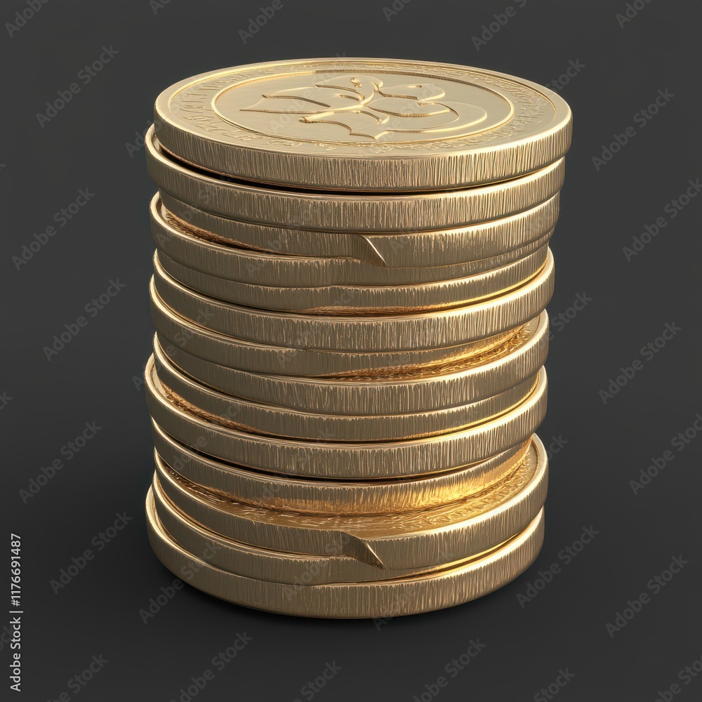 Stack of shiny, gold coins against a dark background, conveying wealth and prosperity. Stack of shiny, gold coins against a dark background, conveying wealth and prosperity.