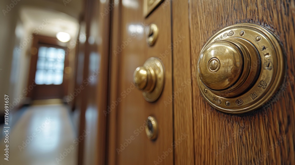 Elevator experience classic woodpaneled setting interior design elegant architecture close-up view ornate brass fixtures for luxury ambiance