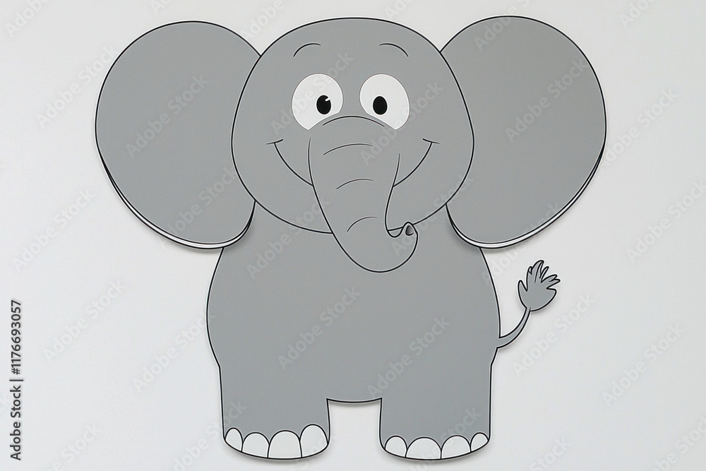 Fototapeta premium Cute cartoon elephant illustration with big ears and friendly smile