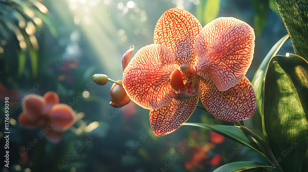 Beautiful pink orchid in a lush setting. Beautiful pink orchid in a lush setting.
