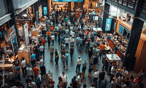 Wallpaper Mural A bustling indoor market filled with people engaging and socializing in a vibrant atmosphere. Torontodigital.ca