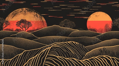 Wallpaper Mural savanna sunset seamless pattern wallpaper Torontodigital.ca