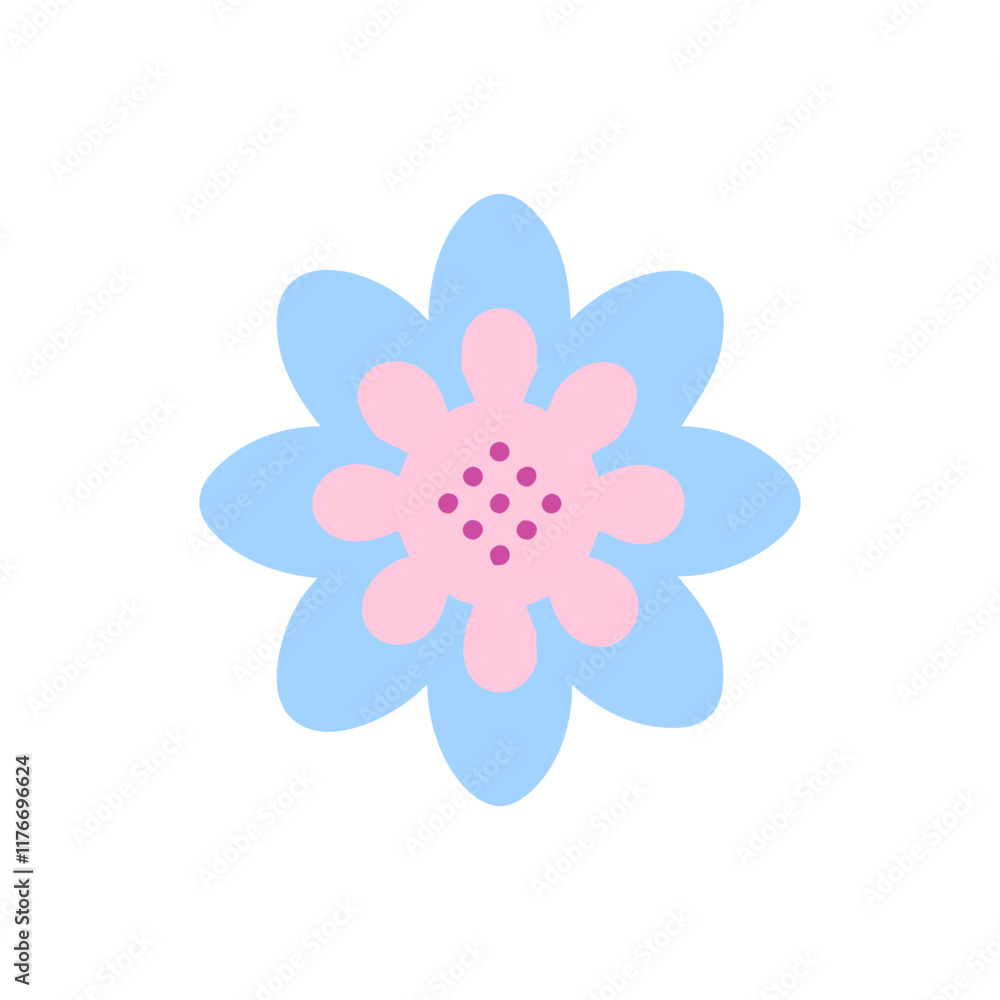 Cute Retro Flower Colorful Illustration