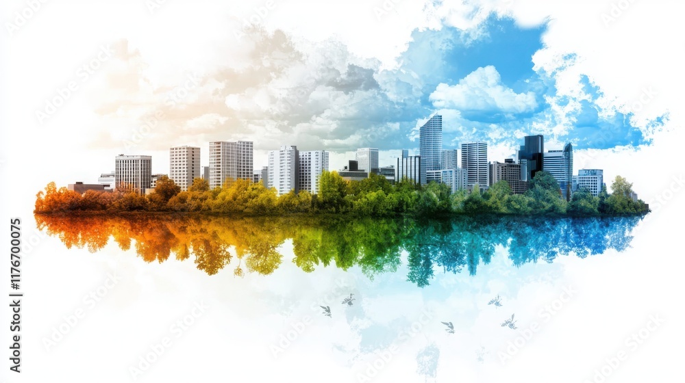 Obraz premium Community development projects enhancing urban life cityscape digital artwork vibrant environment aerial view industrial growth